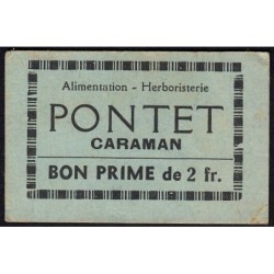 31 - Caraman - Alimentation - Herboristerie - Pontet - 2 francs - Type 2a - Etat : TTB