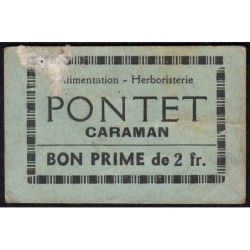 31 - Caraman - Alimentation - Herboristerie - Pontet - 2 francs - Type 2a - Etat : B