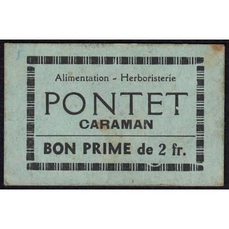 31 - Caraman - Alimentation - Herboristerie - Pontet - 2 francs - Type 2a - Etat : TTB