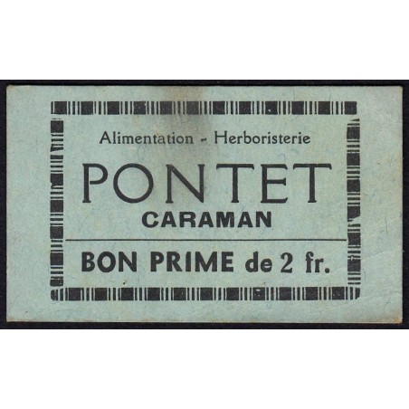 31 - Caraman - Alimentation - Herboristerie - Pontet - 2 francs - Type 2a - Etat : TTB