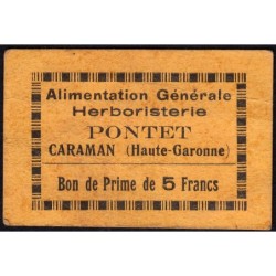 31 - Caraman - Alimentation Générale Herboristerie - Pontet - 5 francs - Type 1a - Etat : TB+
