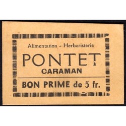 31 - Caraman - Alimentation - Herboristerie - Pontet - 5 francs - Type 2a - Etat : SUP+