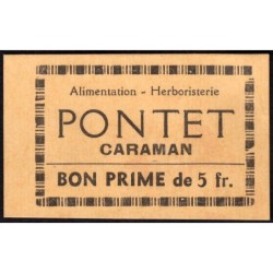31 - Caraman - Alimentation - Herboristerie - Pontet - 5 francs - Type 2a - Etat : SPL