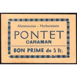 31 - Caraman - Alimentation - Herboristerie - Pontet - 5 francs - Type 2b - Etat : SUP+