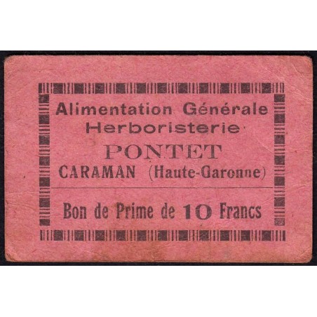 31 - Caraman - Alimentation Générale Herboristerie - Pontet - 10 francs - Type 1b - Etat : TB
