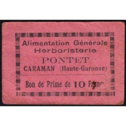 31 - Caraman - Alimentation Générale Herboristerie - Pontet - 10 francs - Type 1b - Etat : TB-