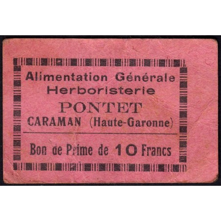 31 - Caraman - Alimentation Générale Herboristerie - Pontet - 10 francs - Type 1a - Etat : TB