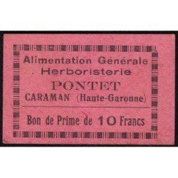 31 - Caraman - Alimentation Générale Herboristerie - Pontet - 10 francs - Type 1a - Etat : TTB+