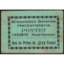 31 - Caraman - Alimentation Générale Herboristerie - Pontet - 20 francs - Type 1 - Etat : TB+