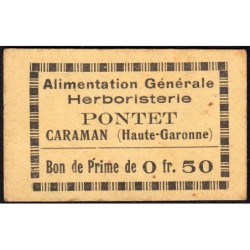 31 - Caraman - Alimentation Générale Herboristerie - Pontet - 0 franc 50 - Type 1a - Etat : TTB
