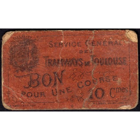 31 - Pirot 191e - Toulouse - Service Général des Tramways - 10 centimes - 04/1920 - Etat : B