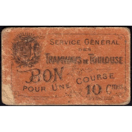 31 - Pirot 191g - Toulouse - Service Général des Tramways - 10 centimes - 06/1921 - Etat : B+