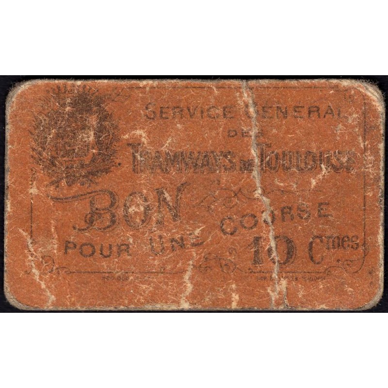 31 - Pirot 191g - Toulouse - Service Général des Tramways - 10 centimes - 06/1921 - Etat : B
