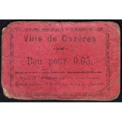 31 - Pirot 36 - Ville de Cazères - 5 centimes - 1915 - Etat : B