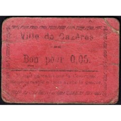 31 - Pirot 36 - Ville de Cazères - 5 centimes - 1915 - Etat : B+