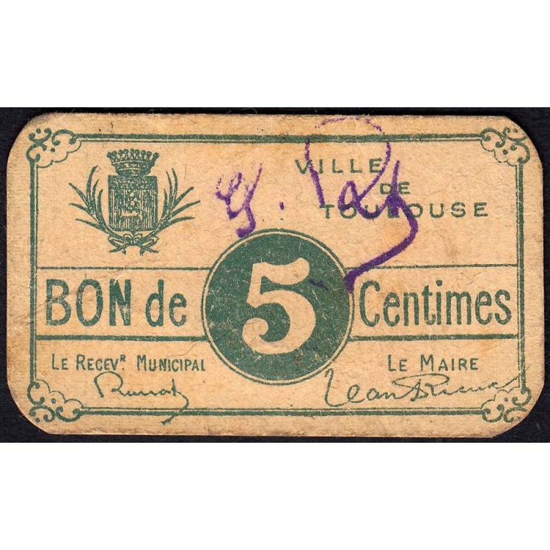 31 - Pirot 177 - Ville de Toulouse - 5 centimes - 1915 - Etat : TTB