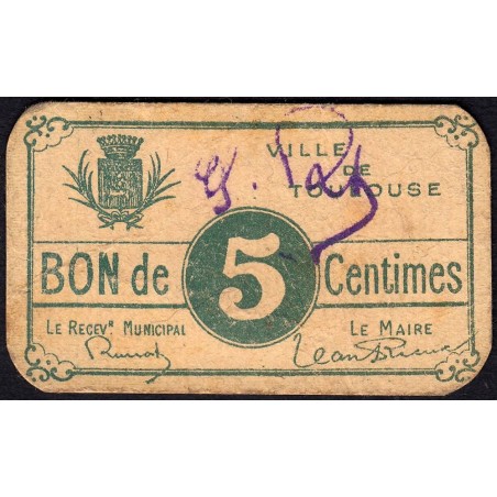 31 - Pirot 177 - Ville de Toulouse - 5 centimes - 1915 - Etat : TTB