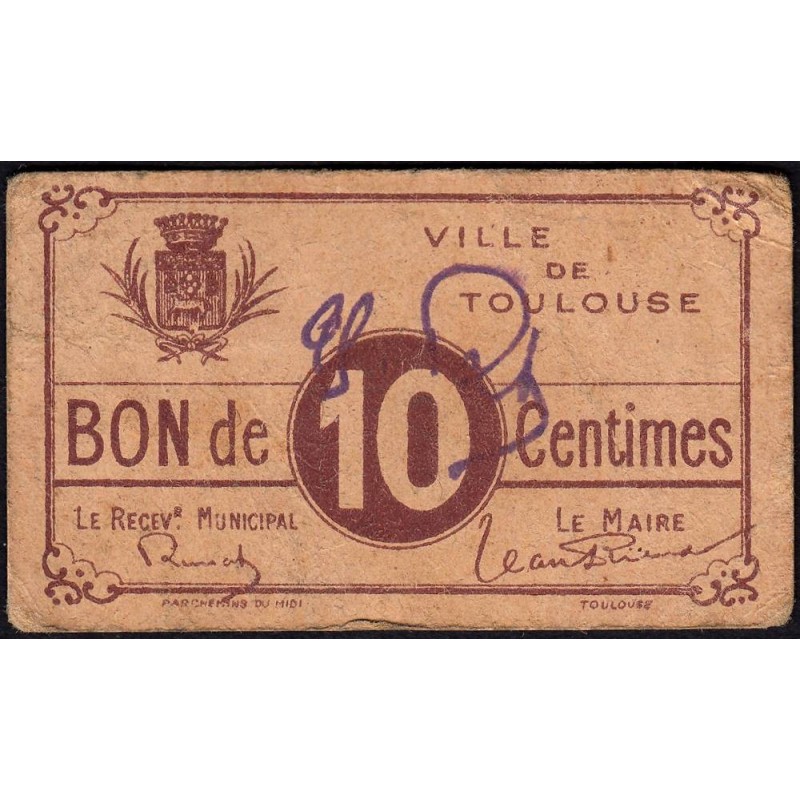 31 - Pirot 180 - Ville de Toulouse - 10 centimes - 1916 - Etat : TTB