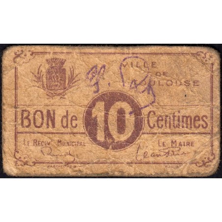 31 - Pirot 180 - Ville de Toulouse - 10 centimes - 1916 - Etat : B
