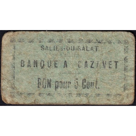 31 - Pirot 175 - Salies-du-Salat - Banque A. Cazavet - 5 centimes - 1916 - Etat : B
