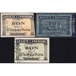 31 - Toulouse - Société L'Epargne - Bon pour tickets Prime - Lot de 3 bons - Etat : TB à TTB