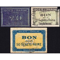 31 - Toulouse - Société L'Epargne - Bon pour tickets Prime - Lot de 3 bons - Etat : B à TTB