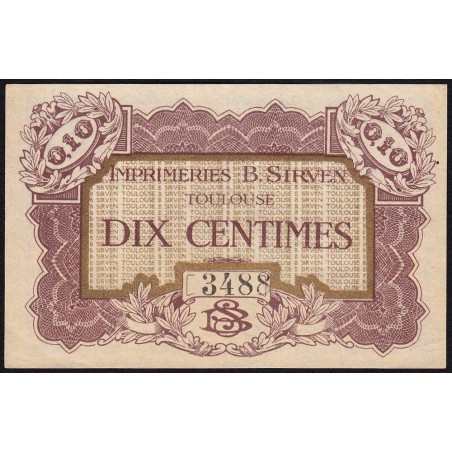 31 - Pirot 184 - Toulouse - Imprimeries B. Sirven - 10 centimes - 1914-1918 - Etat : SUP