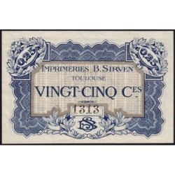 31 - Pirot 184 - Toulouse - Imprimeries B. Sirven - 25 centimes - 1914-1918 - Etat : SUP à SUP+