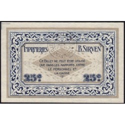 31 - Pirot 184 - Toulouse - Imprimeries B. Sirven - 25 centimes - 1914-1918 - Etat : SUP à SUP+