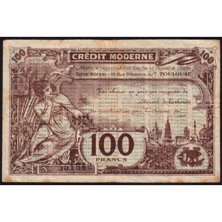 31 - Toulouse - Crédit Moderne - 100 francs - 1950 - Etat : TB