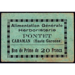 31 - Caraman - Alimentation Générale Herboristerie - Pontet - 20 francs - Type 1 - Etat : TTB