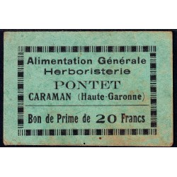 31 - Caraman - Alimentation Générale Herboristerie - Pontet - 20 francs - Type 1 - Etat : TB+