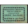 31 - Caraman - Alimentation Générale Herboristerie - Pontet - 20 francs - Type 1 - Etat : TB+