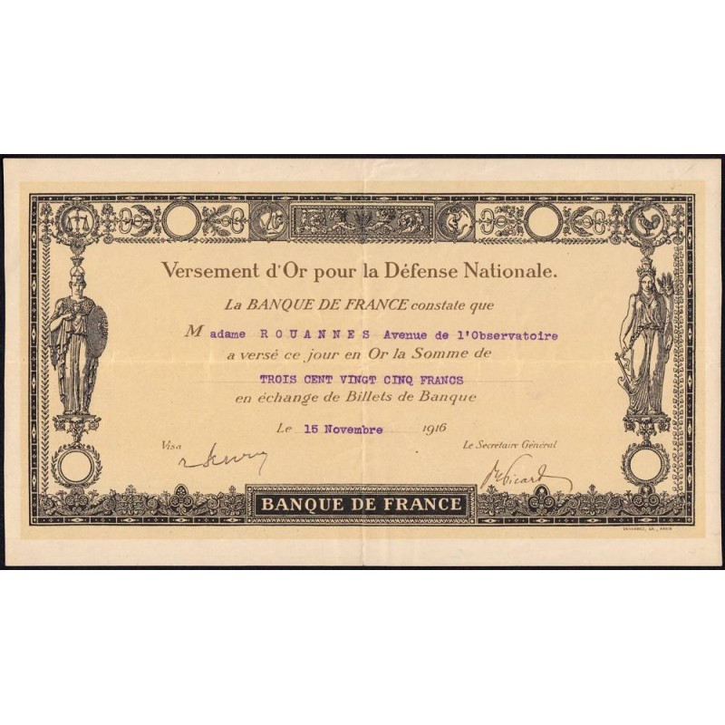31 - Toulouse - Versement d'or pour la Défense Nationale - 1916 - Etat : TTB+