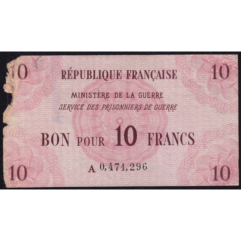 Ministère de la Guerre - Kolsky 003 - 10 francs - Série A - 1945 - Etat : B