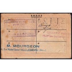 1 kg acier ordinaire - 31/12/1942 - Endossé dans le Rhône (69) - Série L - Etat : TB