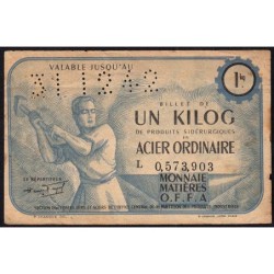 1 kg acier ordinaire - 31/12/1942 - Endossé dans le Rhône (69) - Série L - Etat : TB