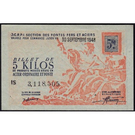 1 kg produits moulés - 30/09/1948 - Endossé à Epinal (88) - Série IS - Etat : SUP