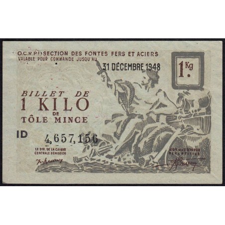 1 kg tôles minces - 31/12/1948 - Endossé à Montpellier (34) - Série ID - Etat : TTB+