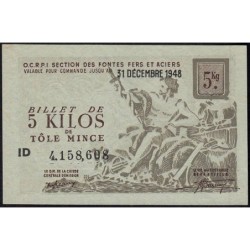 5 kg tôles minces - 31/12/1948 - Non endossé - Série ID - Etat : SUP