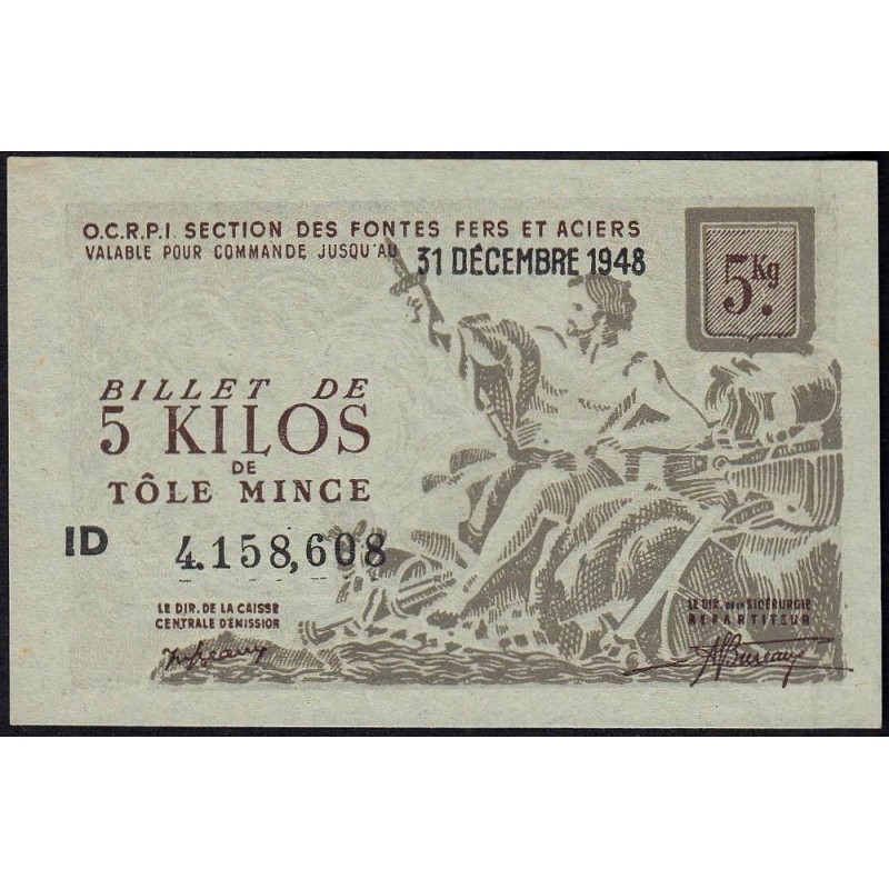 5 kg tôles minces - 31/12/1948 - Non endossé - Série ID - Etat : SUP