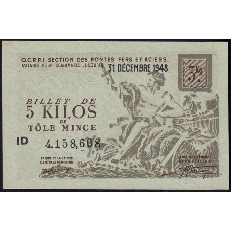 5 kg tôles minces - 31/12/1948 - Non endossé - Série ID - Etat : SUP