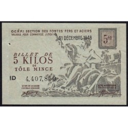 5 kg tôles minces - 31/12/1948 - Endossé à Voiron (38) - Série ID - Etat : TTB+