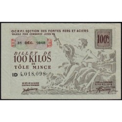 100 kg tôles minces - 31/12/1948 - Non endossé - Série ID - Etat : TTB+