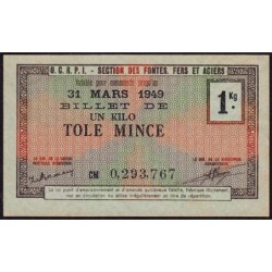1 kg tôles minces - 31/03/1949 - Non endossé - Série CM - Etat : SPL
