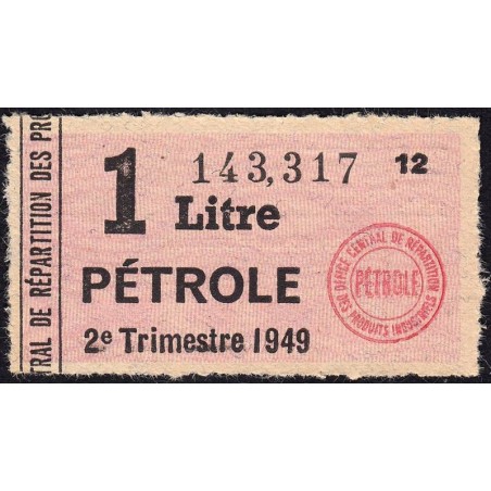 1 litre pétrole - 2e trimestre 1949 - Etat : TTB