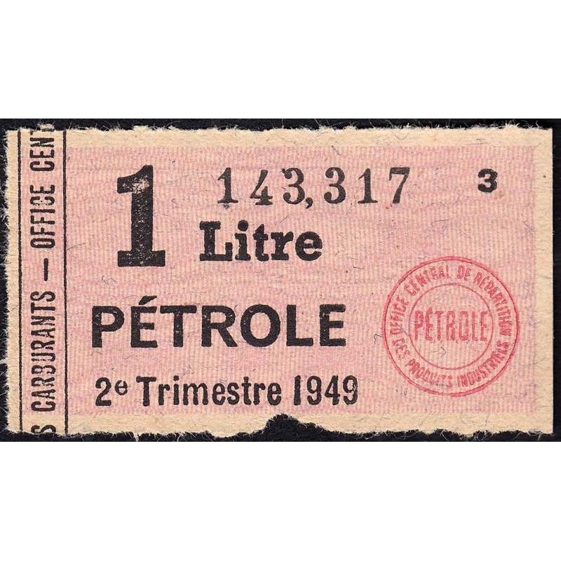 1 litre pétrole - 2e trimestre 1949 - Etat : TB-