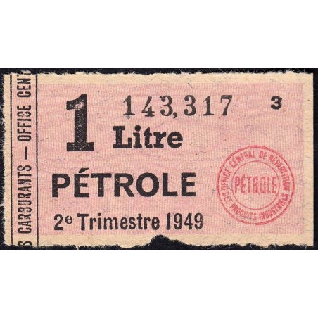 1 litre pétrole - 2e trimestre 1949 - Etat : TB-