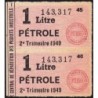 1 litre pétrole - 2e trimestre 1949 - Bloc de 2 - Etat : TTB