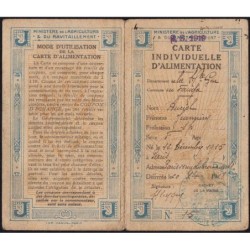 Carte individuellle d'alimentation - Catégorie J - 1919 - Le Fauga (31) - Etat : TTB